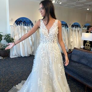 Martina Liana White Floral Gown